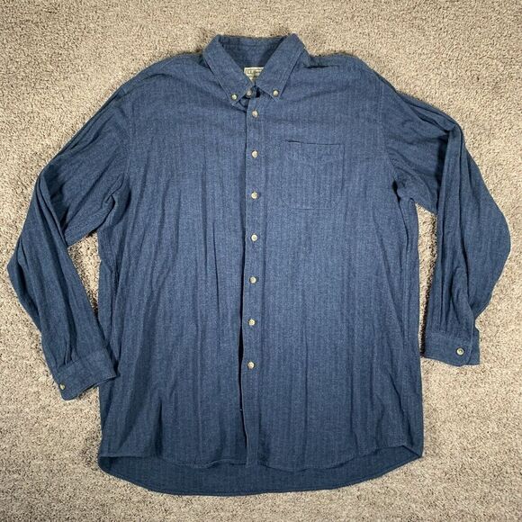 LL Bean Flannel 2XL Tall Heavy Cotton Button Down‎ Shirt Outdoor Chore - Picture 1 of 9